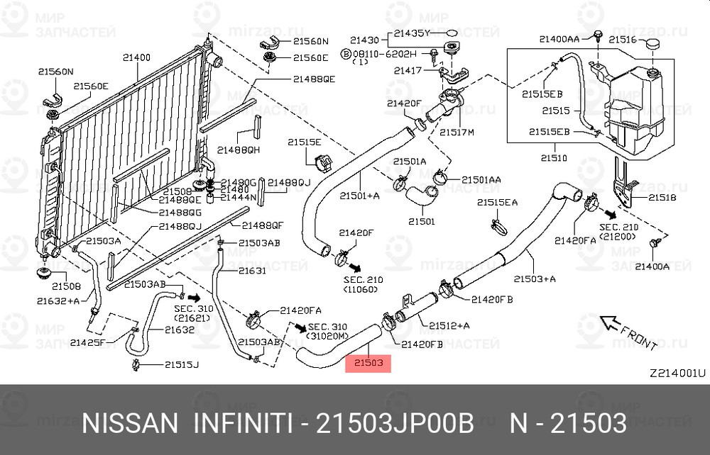Запчасть NISSAN 21503JP00B