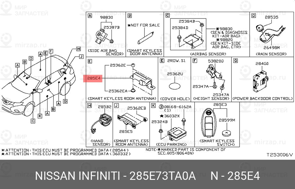 Запчасть NISSAN 285E73TA0A