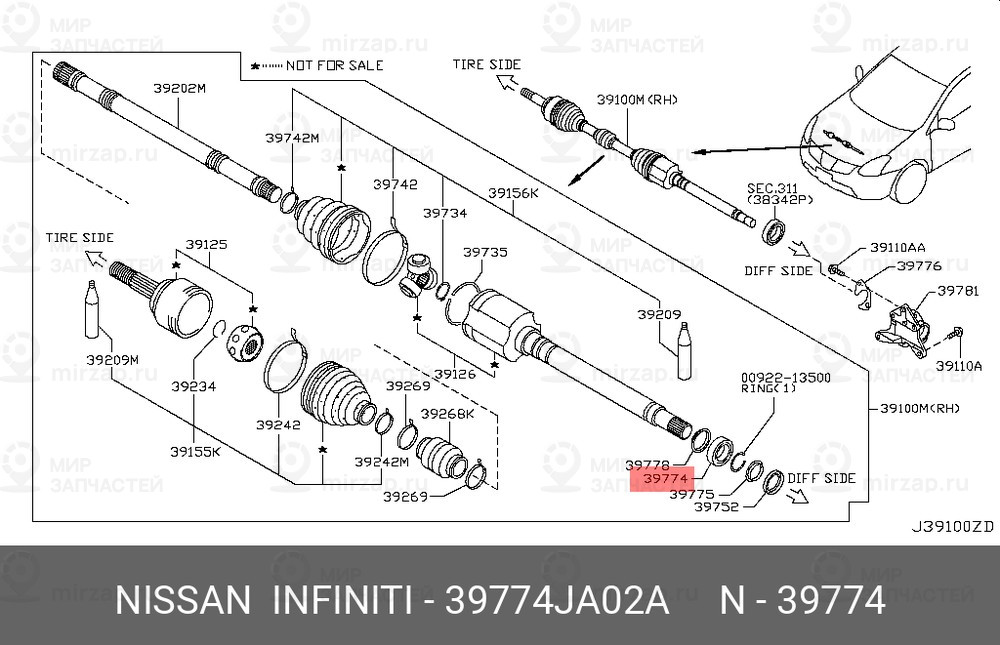 Запчасть NISSAN 39774JA02A