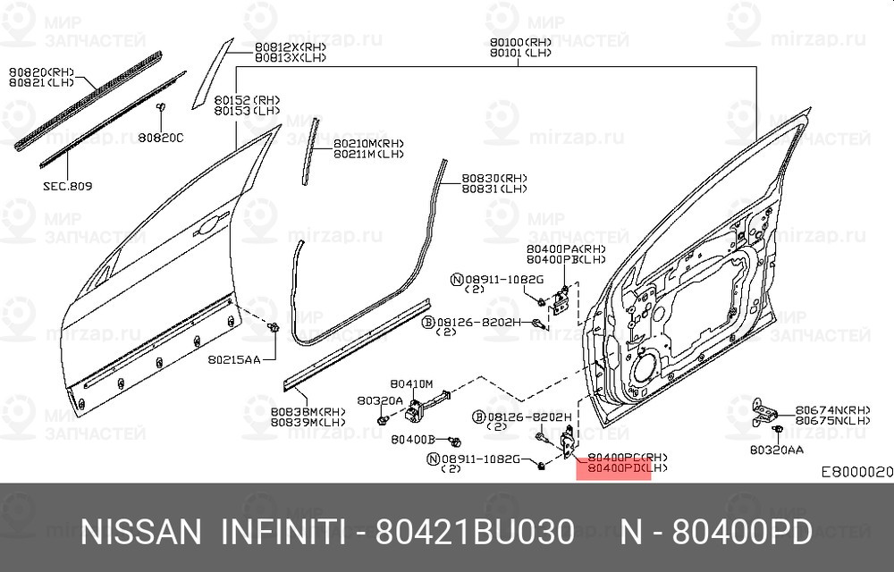Запчасть NISSAN 80421BU030