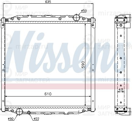 Радиатор, охлаждение двигателя NISSENS 62880A