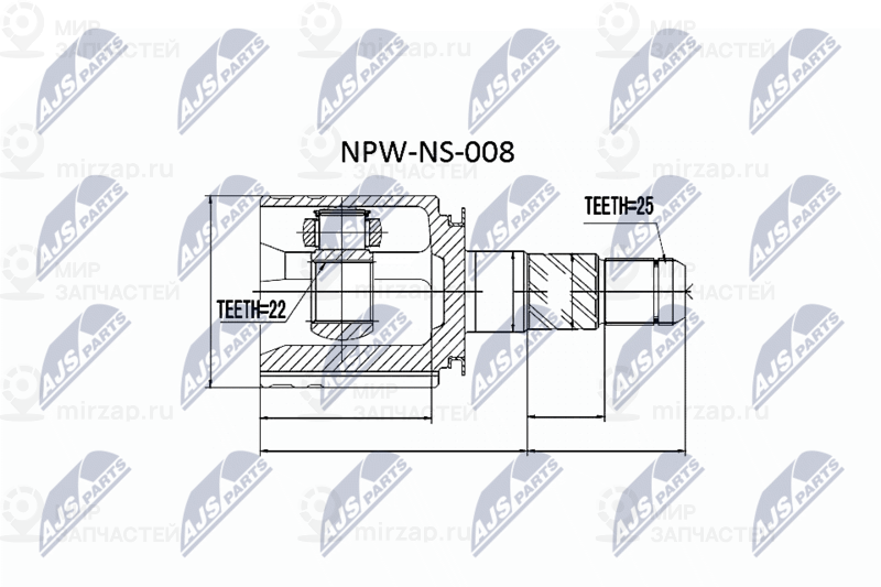 Шарнирный комплект, приводной вал NTY NPWNS008