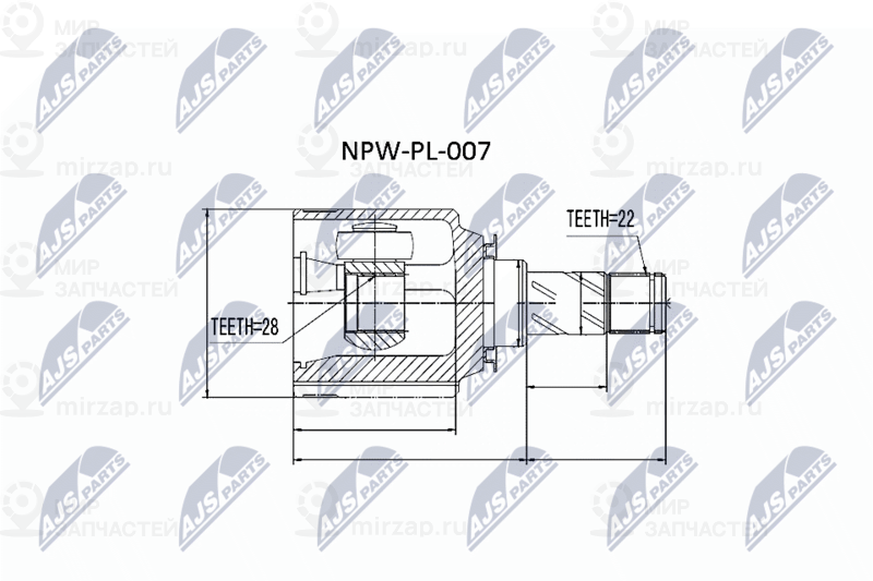 Шарнирный комплект, приводной вал NTY NPWPL007