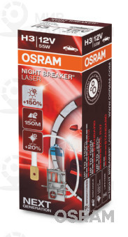Лампа Галогенная 12V 55W H3 Osram Night Breaker Laser На 150% Больше Света На До OSRAM 64151NL
