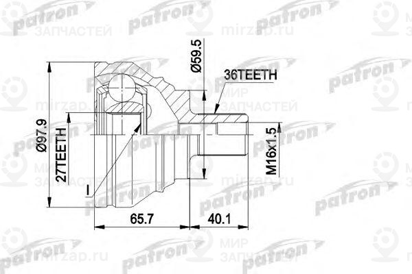 Шрус Наружн К-Кт Audi: A3 03 -, A3 Sportback 04 -, Seat: Altea 04 -, L
 PATRON PCV1463