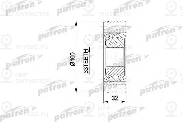 Шрус Внутр/Наружн К-Кт Vw: Transporter Т2 1.6 -7.92
 PATRON PCV3001