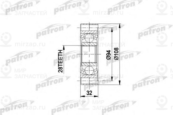 Шрус Внутр К-Кт Audi: 80, 90 2.3, 100 1.9-2.3, Alfa Romeo: 164
 PATRON PCV3014