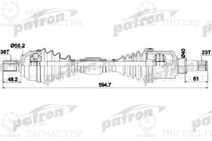 Полуось Передняя Левая 36X619x56x23 Ford C-Max 04-07, Focus Ll 06-
 PATRON PDS0382