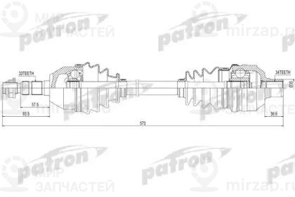 Полуось Правая 33X573x34 Opel Astra H 1,3 Cdti 05-
 PATRON PDS0422