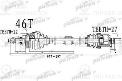 Полуось Передний Мост Справа 27X957x60x27 Abs46t Hyundai Elantra [A5] 1,6 11- I3
 PATRON PDS0489