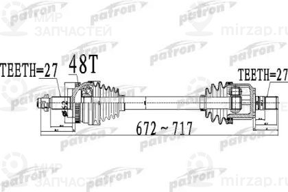 Полуось Передний Мост Слева 27X672x62x27 Abs48t Hyundai Sonata / I45 [Gf] 2,0 2,
 PATRON PDS0507