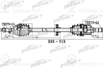 Полуось Передний Мост Справа 24X888x52x26 Kia Rio [Fd] 00 -
 PATRON PDS0517