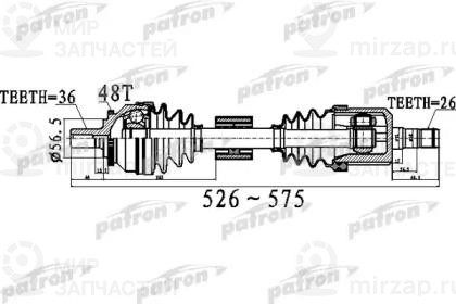 Полуось Передний Мост Слева 36X526x56,5x26 Abs48t Volvo S60 I 2002-2009 V70 Ii 0
 PATRON PDS0535