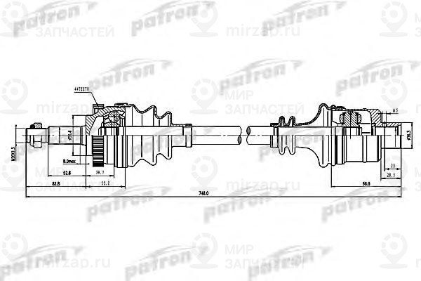 Полуось Прав Renault Megane Break 1.9 Dci/1.9 Dti 99-03, Megane Classic 1.6 16V/
 PATRON PDS1595