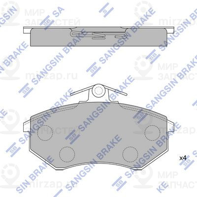 Комплект тормозных колодок, дисковый тормоз SANGSIN SP1043