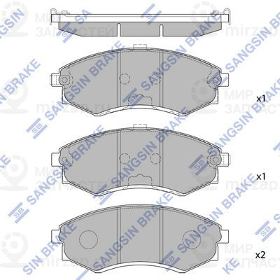 Комплект тормозных колодок, дисковый тормоз SANGSIN SP1048