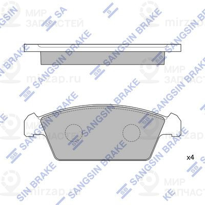 Комплект тормозных колодок, дисковый тормоз SANGSIN SP1050