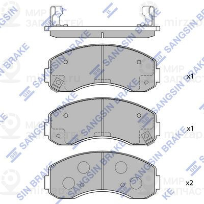 Комплект тормозных колодок, дисковый тормоз SANGSIN SP1056