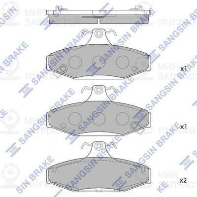 Комплект тормозных колодок, дисковый тормоз SANGSIN SP1066