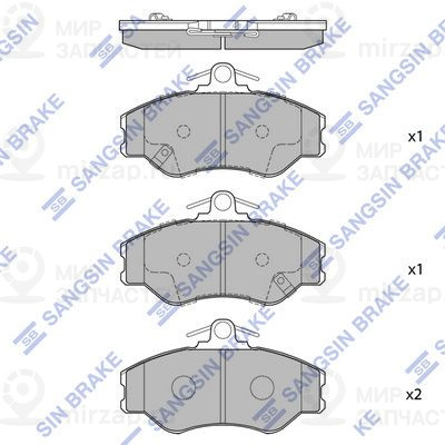 Комплект тормозных колодок, дисковый тормоз SANGSIN SP1072