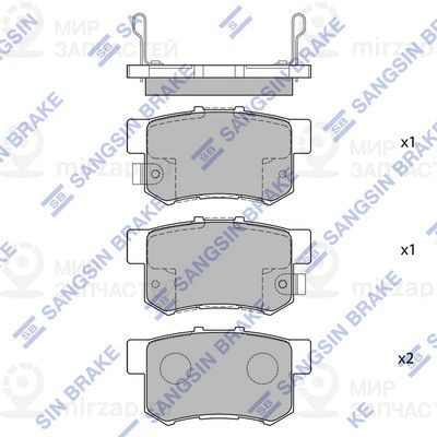 Комплект тормозных колодок, дисковый тормоз SANGSIN SP1076R