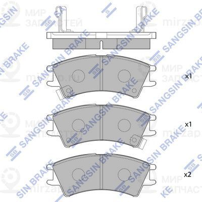 Комплект тормозных колодок, дисковый тормоз SANGSIN SP1096
