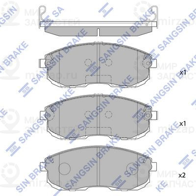 Комплект тормозных колодок, дисковый тормоз SANGSIN SP1107F