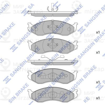 Комплект тормозных колодок, дисковый тормоз SANGSIN SP1112