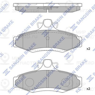 Комплект тормозных колодок, дисковый тормоз SANGSIN SP1114