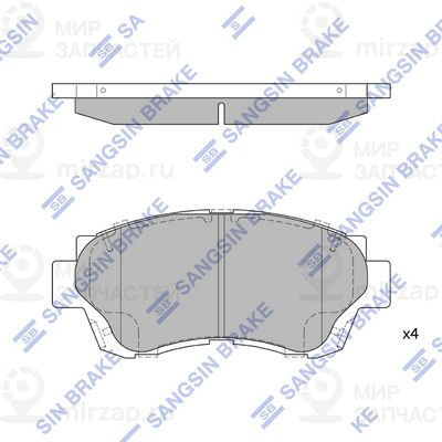 Комплект тормозных колодок, дисковый тормоз SANGSIN SP1138