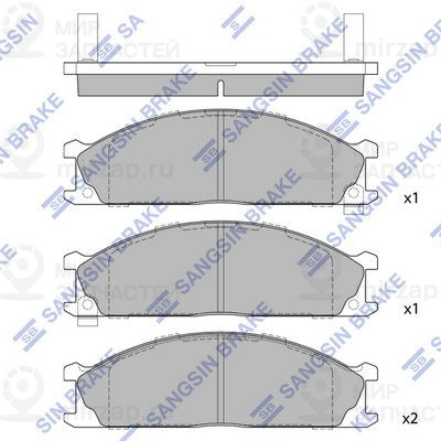 Комплект тормозных колодок, дисковый тормоз SANGSIN SP1140
