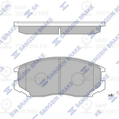 Комплект тормозных колодок, дисковый тормоз SANGSIN SP1142