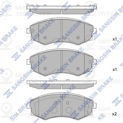 Комплект тормозных колодок, дисковый тормоз SANGSIN SP1144