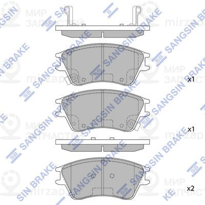 Комплект тормозных колодок, дисковый тормоз SANGSIN SP1147