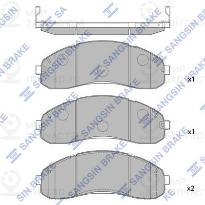 Комплект тормозных колодок, дисковый тормоз SANGSIN SP1148