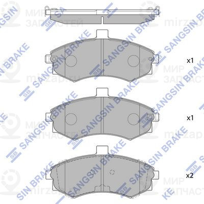 Комплект тормозных колодок, дисковый тормоз SANGSIN SP1152