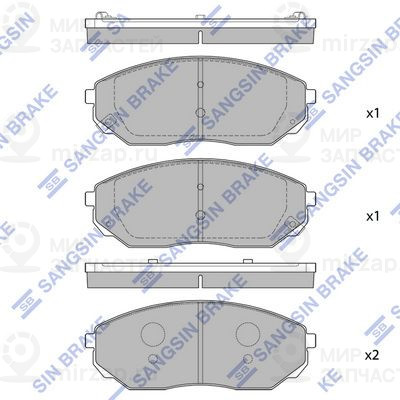 Комплект тормозных колодок, дисковый тормоз SANGSIN SP1153