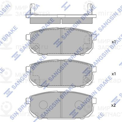 Комплект тормозных колодок, дисковый тормоз SANGSIN SP1154SD