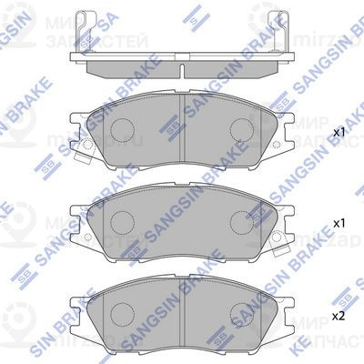 Комплект тормозных колодок, дисковый тормоз SANGSIN SP1156