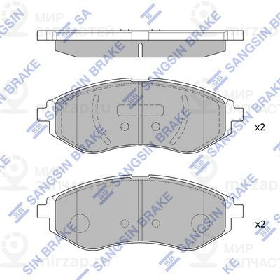 Комплект тормозных колодок, дисковый тормоз SANGSIN SP1158
