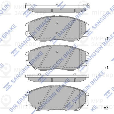 Комплект тормозных колодок, дисковый тормоз SANGSIN SP1161