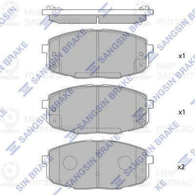 Комплект тормозных колодок, дисковый тормоз SANGSIN SP1162
