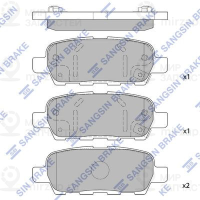 Комплект тормозных колодок, дисковый тормоз SANGSIN SP1184