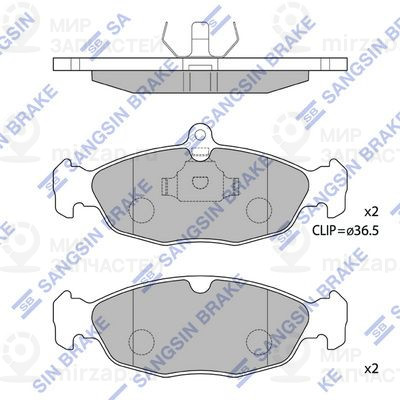 Комплект тормозных колодок, дисковый тормоз SANGSIN SP1220