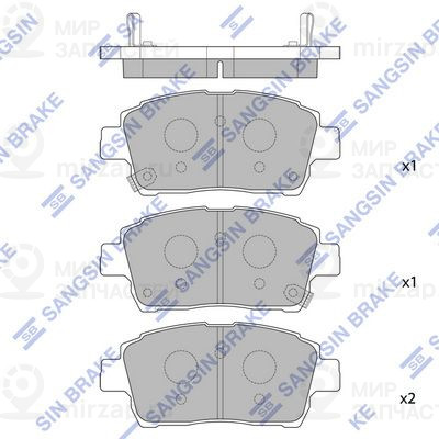Комплект тормозных колодок, дисковый тормоз SANGSIN SP1232SD