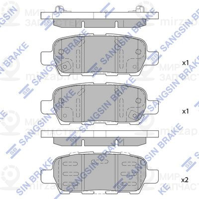 Комплект тормозных колодок, дисковый тормоз SANGSIN SP1250SD