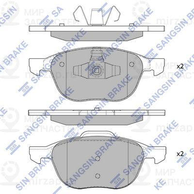 Комплект тормозных колодок, дисковый тормоз SANGSIN SP1260
