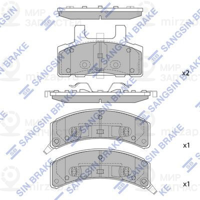 Комплект тормозных колодок, дисковый тормоз SANGSIN SP1261