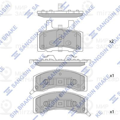 Комплект тормозных колодок, дисковый тормоз SANGSIN SP1288