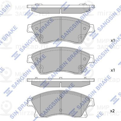 Комплект тормозных колодок, дисковый тормоз SANGSIN SP1362SD